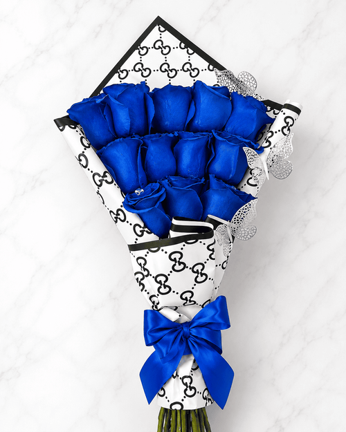 12 Beautiful Flat Blue Roses