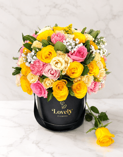 Lovely Black Box with mix of flowers
