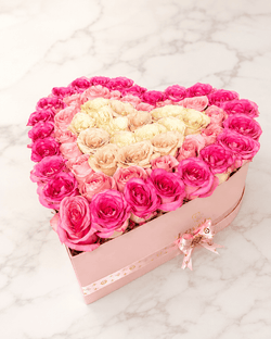Blush Romance 75 Rose Heart Box