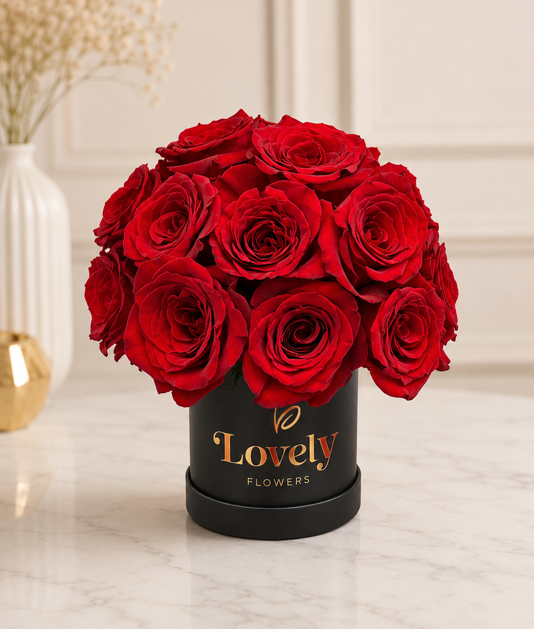 #12 Small Black Box with 25 Red Roses