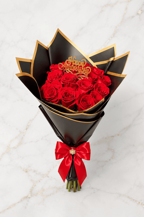 Ramo Buchon 12 Red Roses (Round)