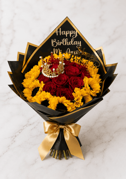 12 rosas + girasoles