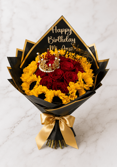 12 rosas + girasoles