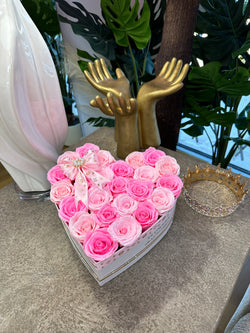 Eternity Roses Mix Pinks Heart Box