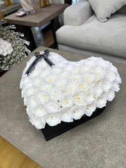 White Eternal Rose Heart Box