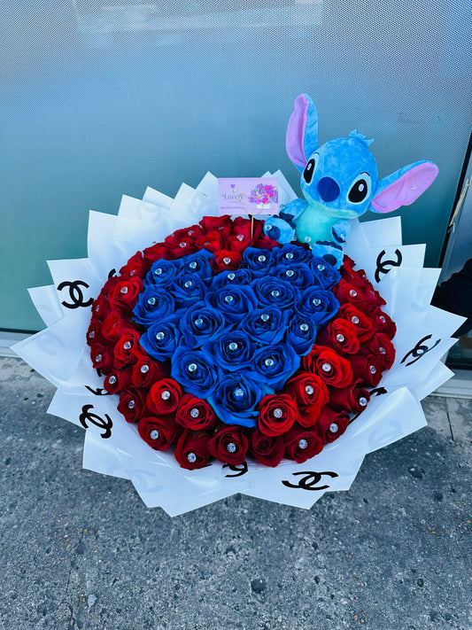 75 Roses and Blue heart