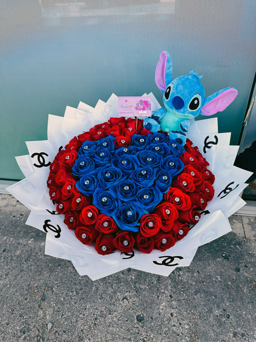75 Roses and Blue heart