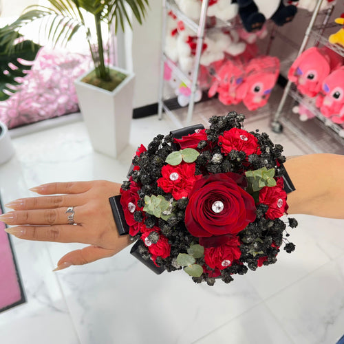 Black and Red Corsage