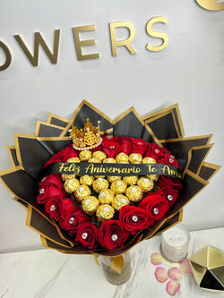 25 Roses + Ferrero Heart