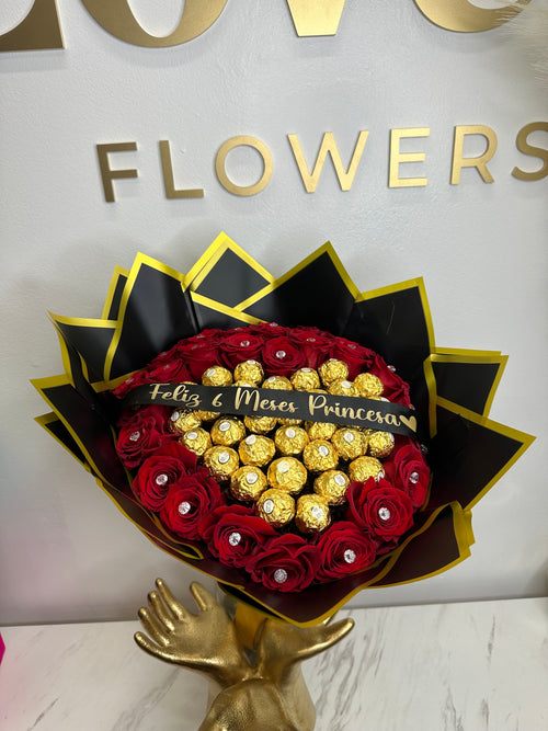 25 Roses + Ferrero Heart