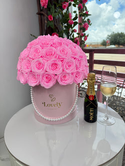 50 Pink Eternity Roses in Pearl Box