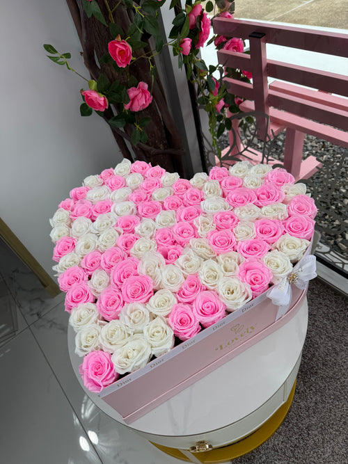 70 Everlasting Heart Rose Box ~ Caja Corazon Rosas Eternas – Lovely Flowers