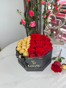 Hexagonal Box with Half Chocolates