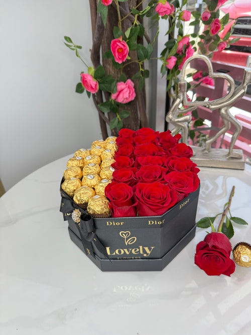 Hexagonal Box with Half Chocolates