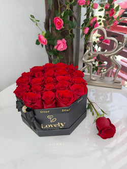Hexagonal Red Rose Box