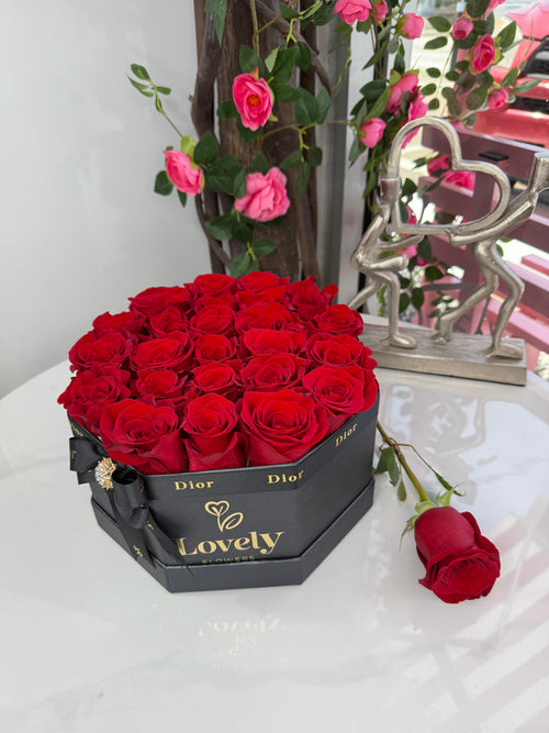 Hexagonal Red Rose Box