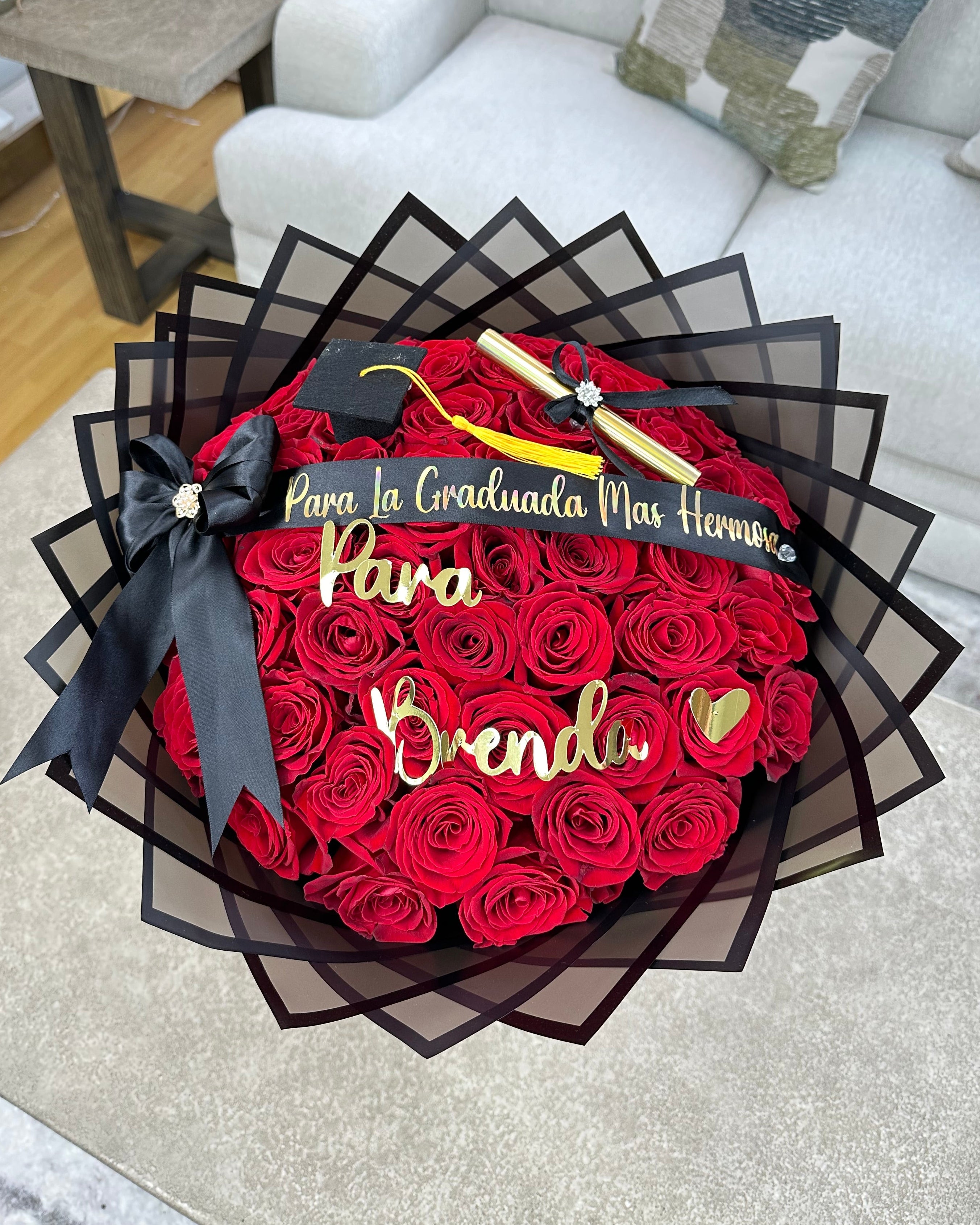 Graduation Roses Individually Wrapped 50 Red Roses + Graduation Decor – Lovely Flowers