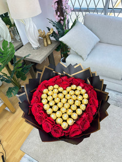 25 Roses + Chocolate Heart