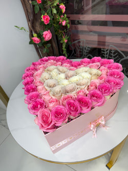 55 Roses Heart Shape Box Medium Size
