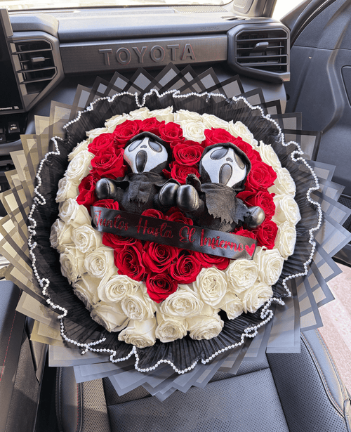 50 Roses + Heart Shape + Screma plushies
