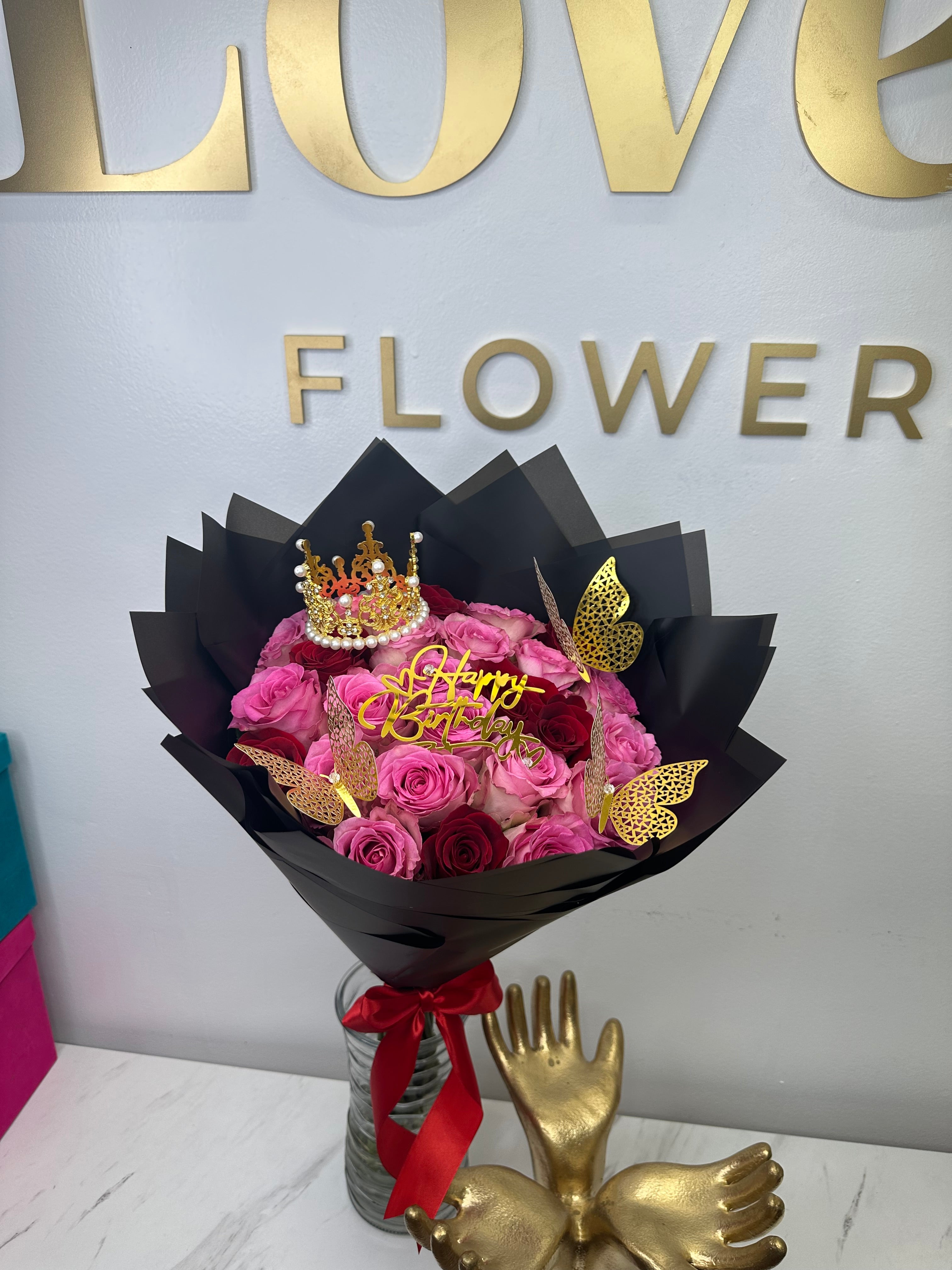 25 Red&Pink Roses Pink Paper