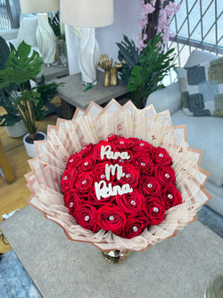 25 Red Roses + 3D Letters + Lv Mesh