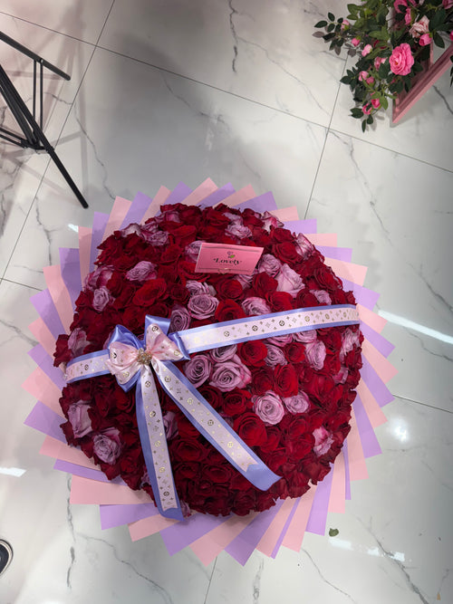 150 Purple & Red Roses