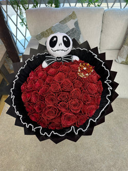 50 Red Glittered Rose Bouquet