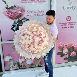 200 rosas rosadas y blancas
