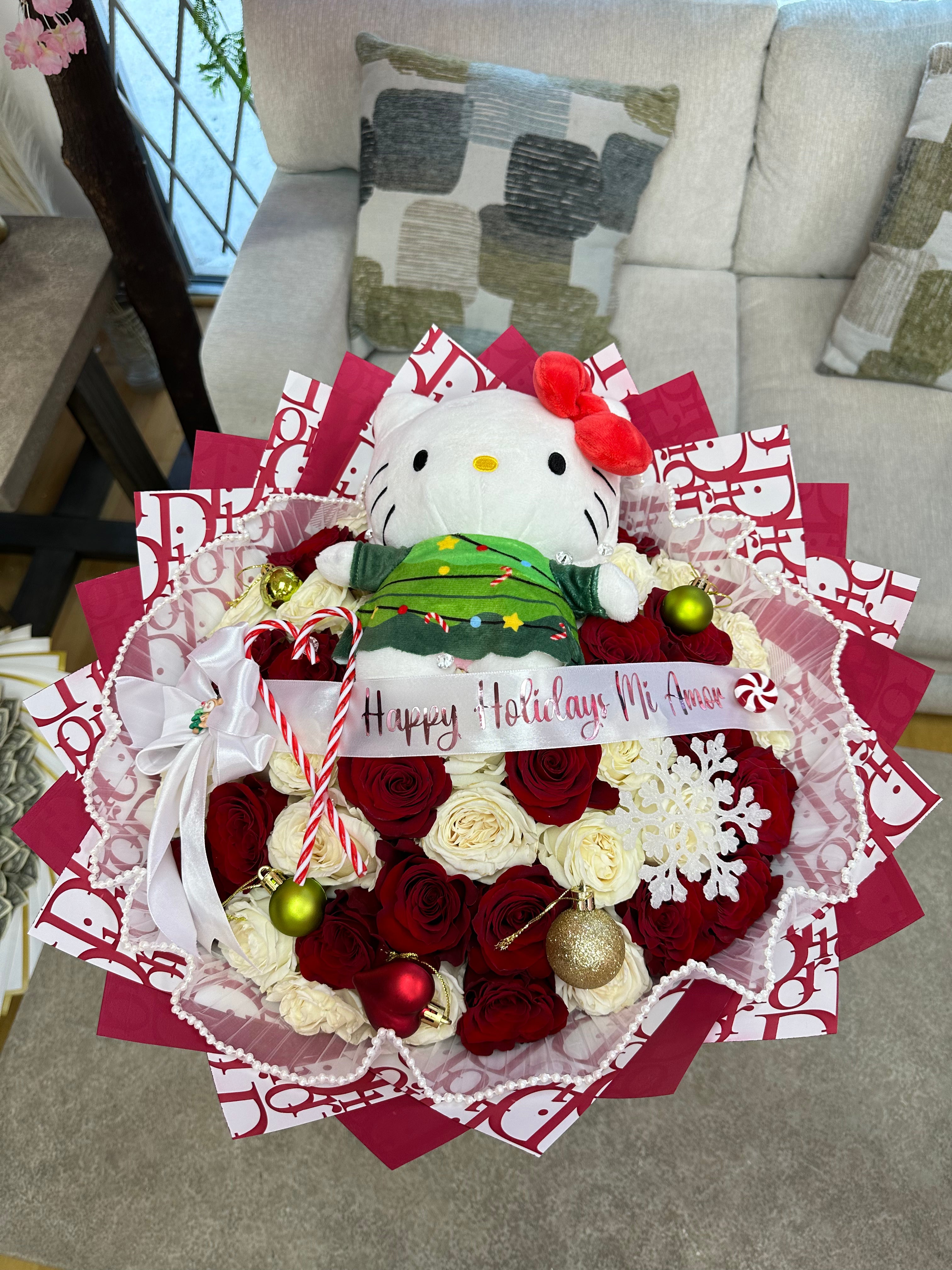 50 Roses Hello Kitty Christmas Bouquet