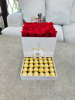 Ferrero Drawer Box white & Red Roses