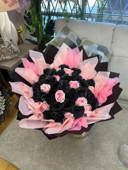 50 Pink And Black Roses Bouquet Futuristic paper