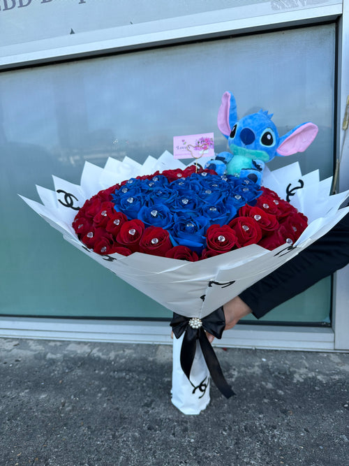 75 Roses and Blue heart