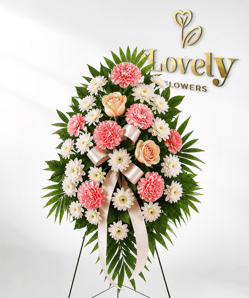 Pink Carnations & Pastel Roses Standing Spray
