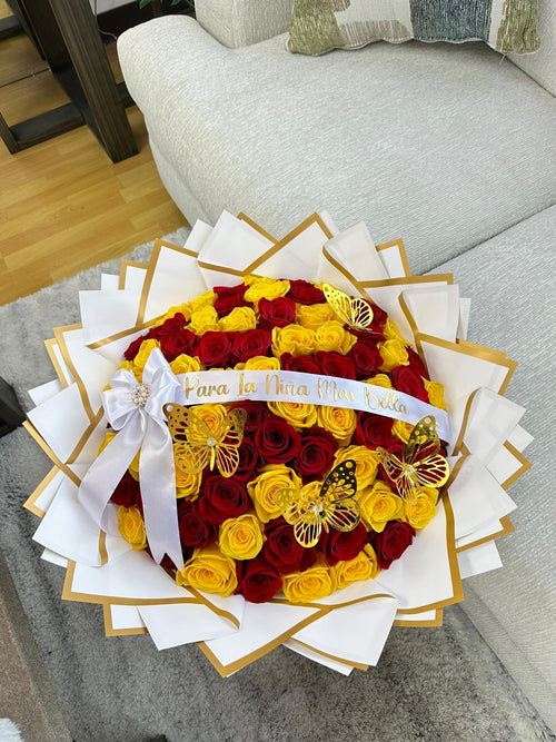 75 Yellow and red Roses