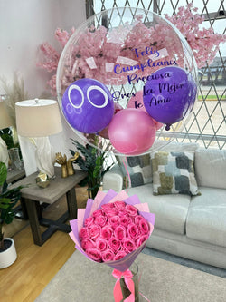 25 Roses + Personalized Balloon