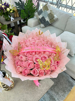 50 Pink Luciano Roses + Marble Paper