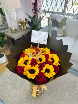 25 Roses + 7 Sunflowers