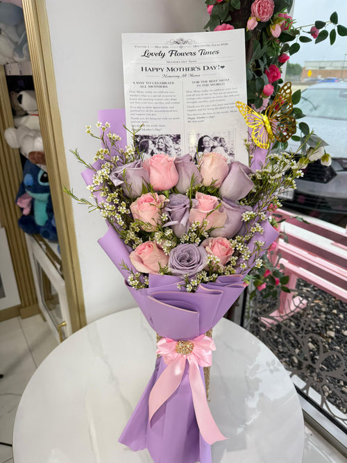 Mother’s Day 12 Pink and Lavender Rose Bouquet