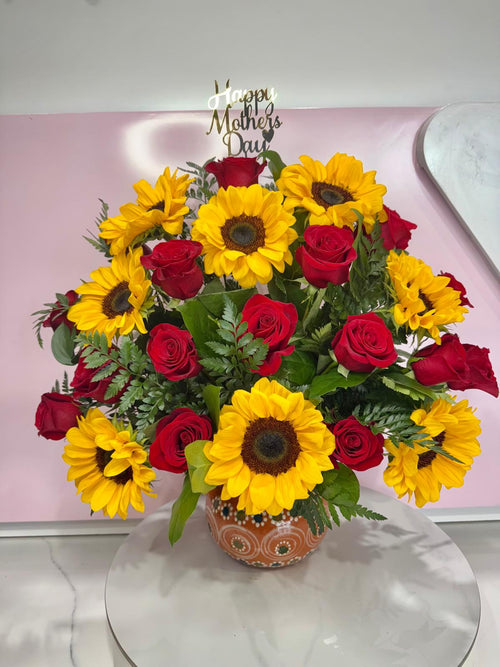 Red Roses and Sunflowers Mother’s Day Ollita for Mom