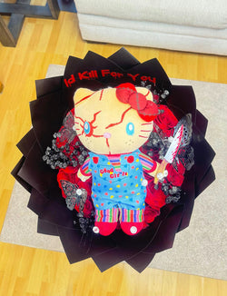 12 Roses Round Hello Kitty Chucky Bouquet