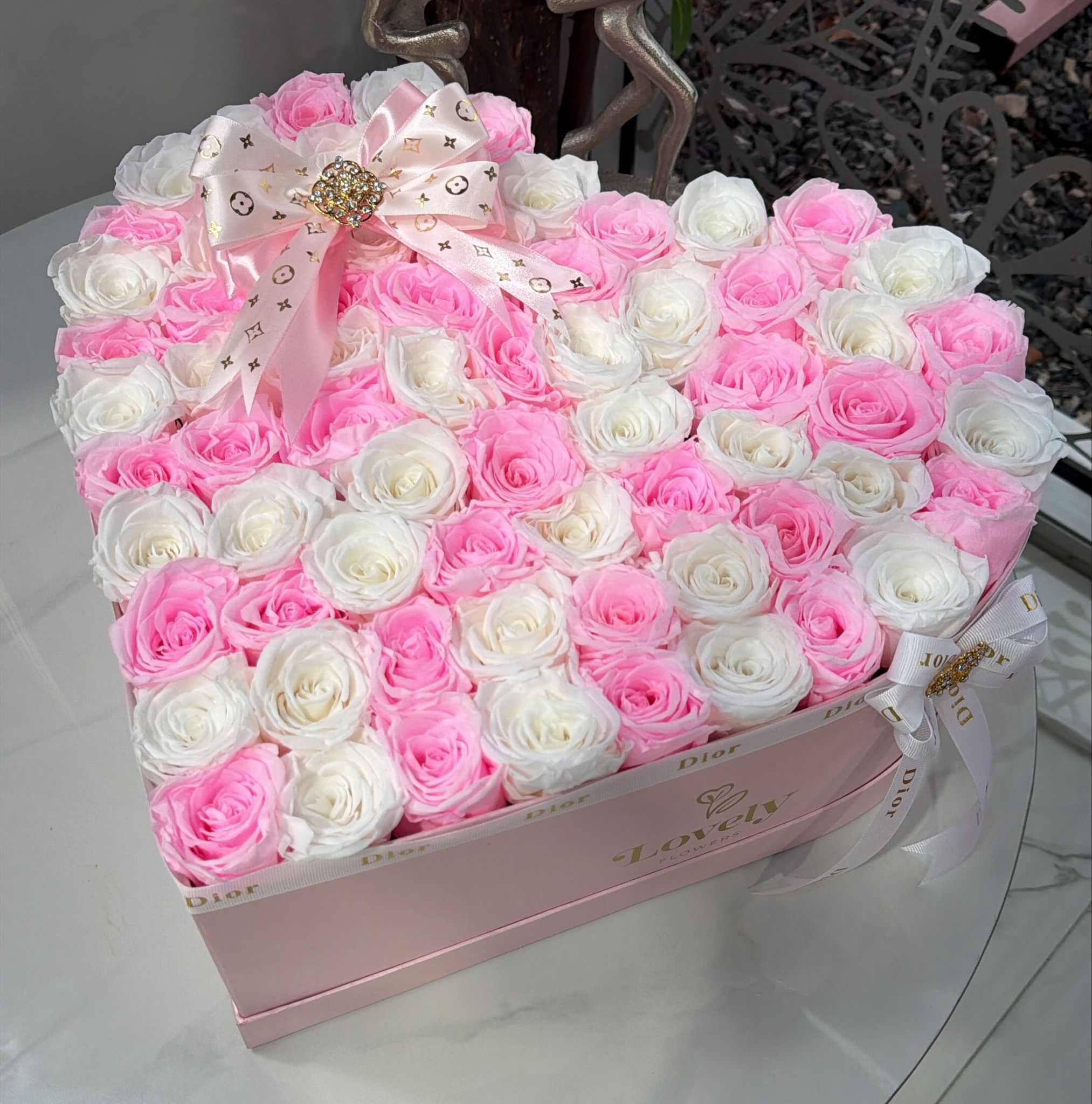 70 Everlasting Heart Rose Box ~ Caja Corazon Rosas Eternas