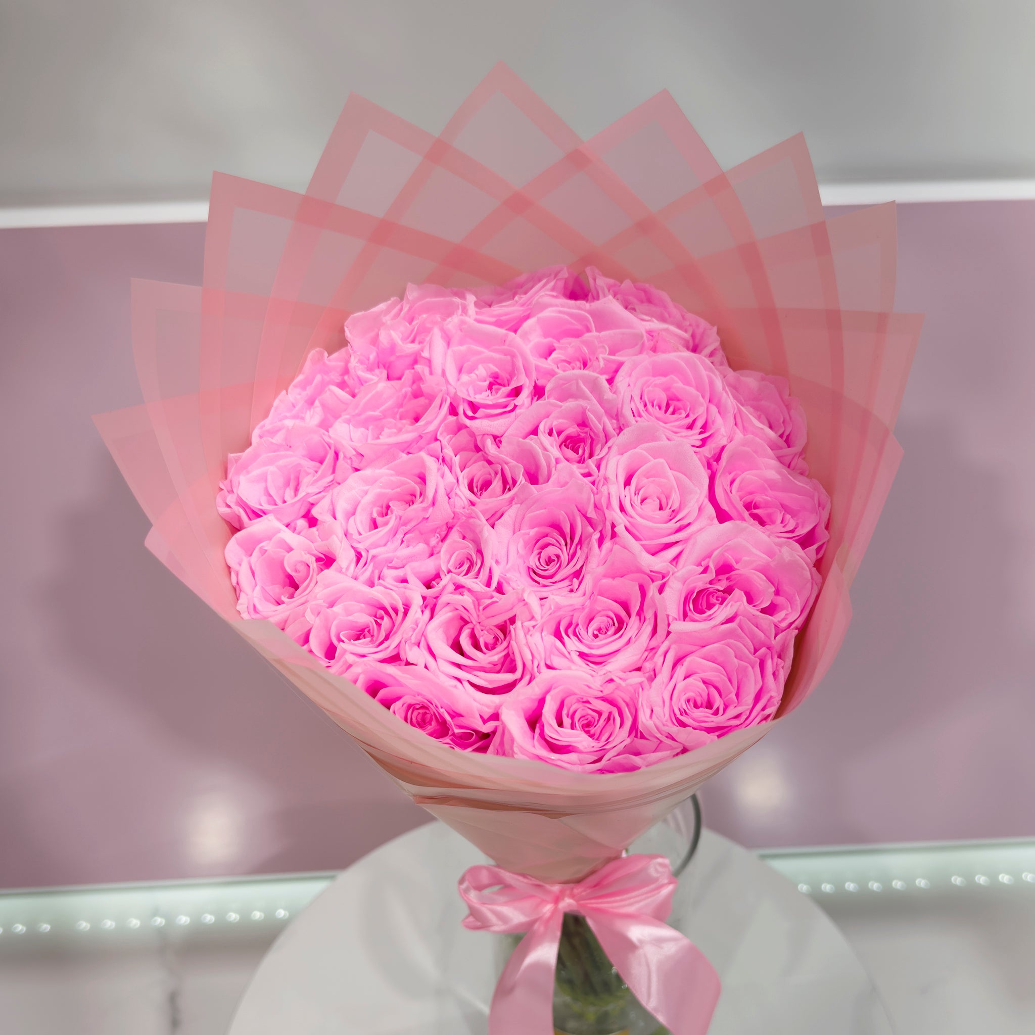 25 Everlasting Pink Roses