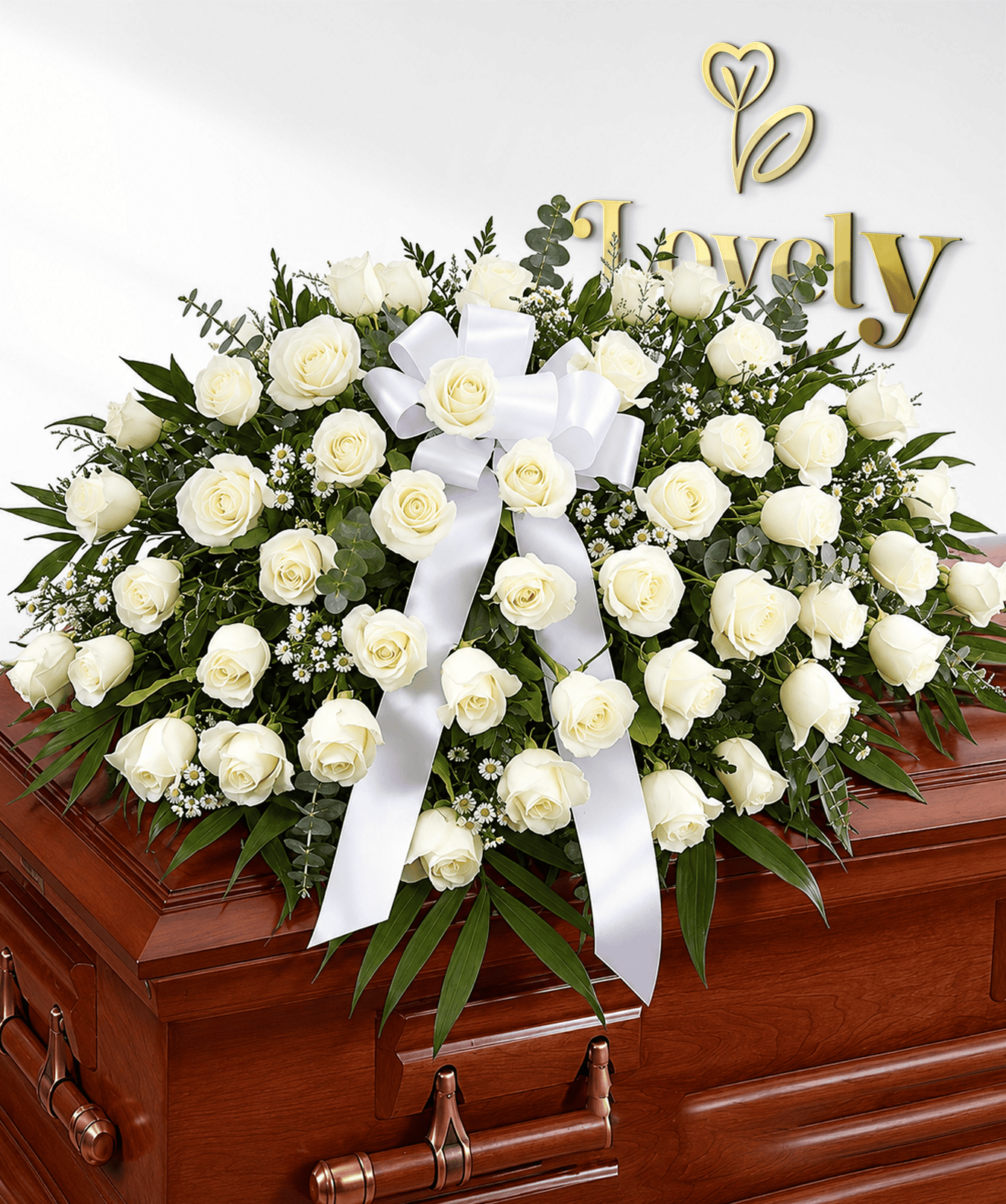 White Rose Half Casket Spray