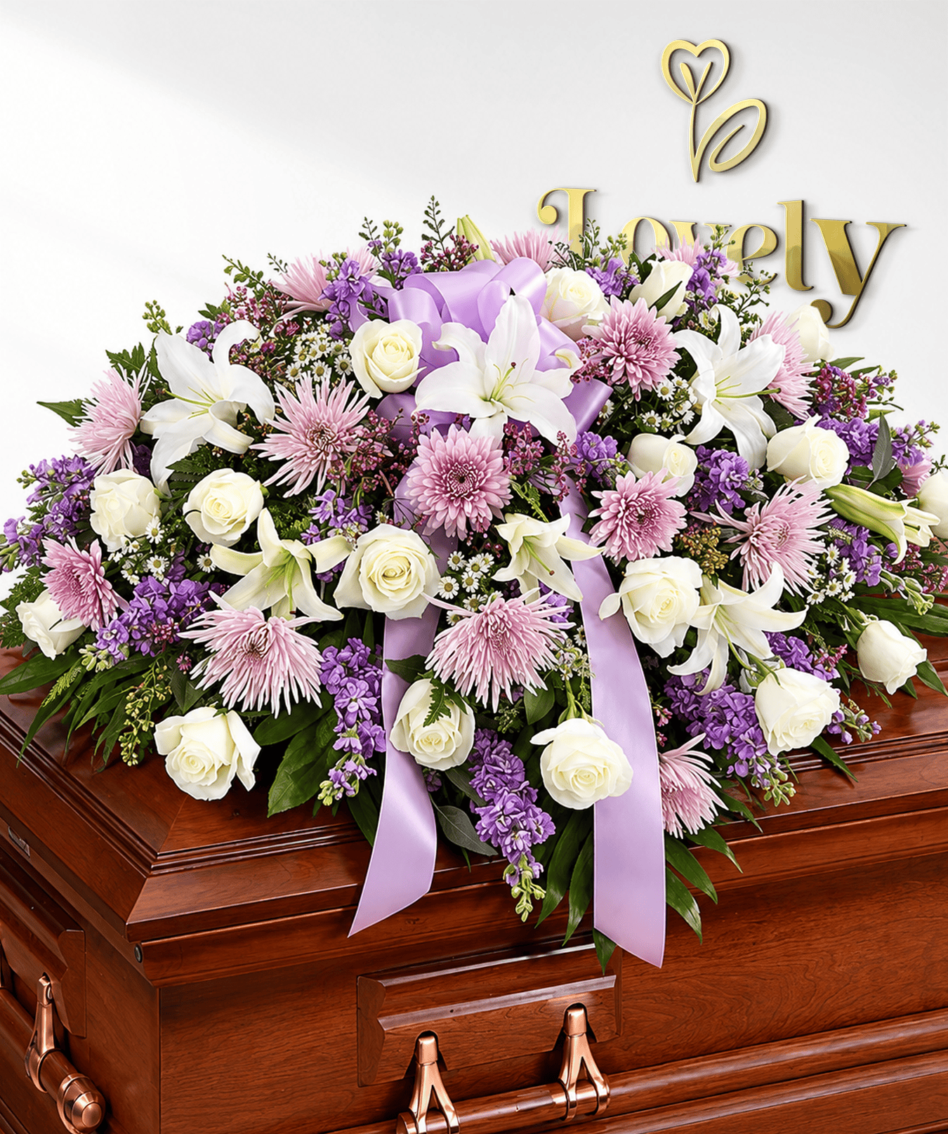 Lavender & White Half Casket Spray