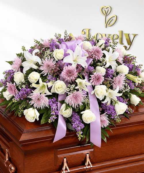 Lavender & White Half Casket Spray