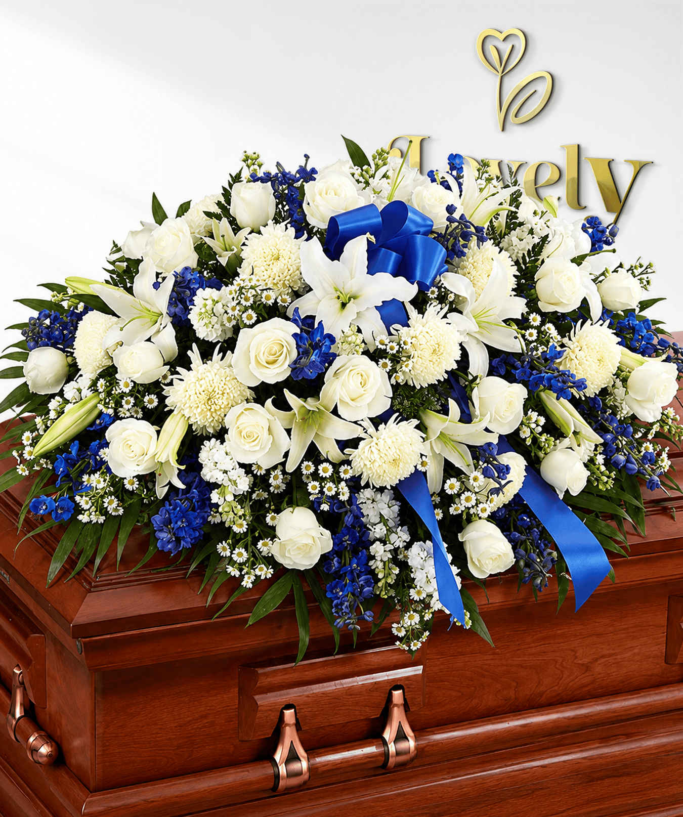 Blue & White Half Casket Spray
