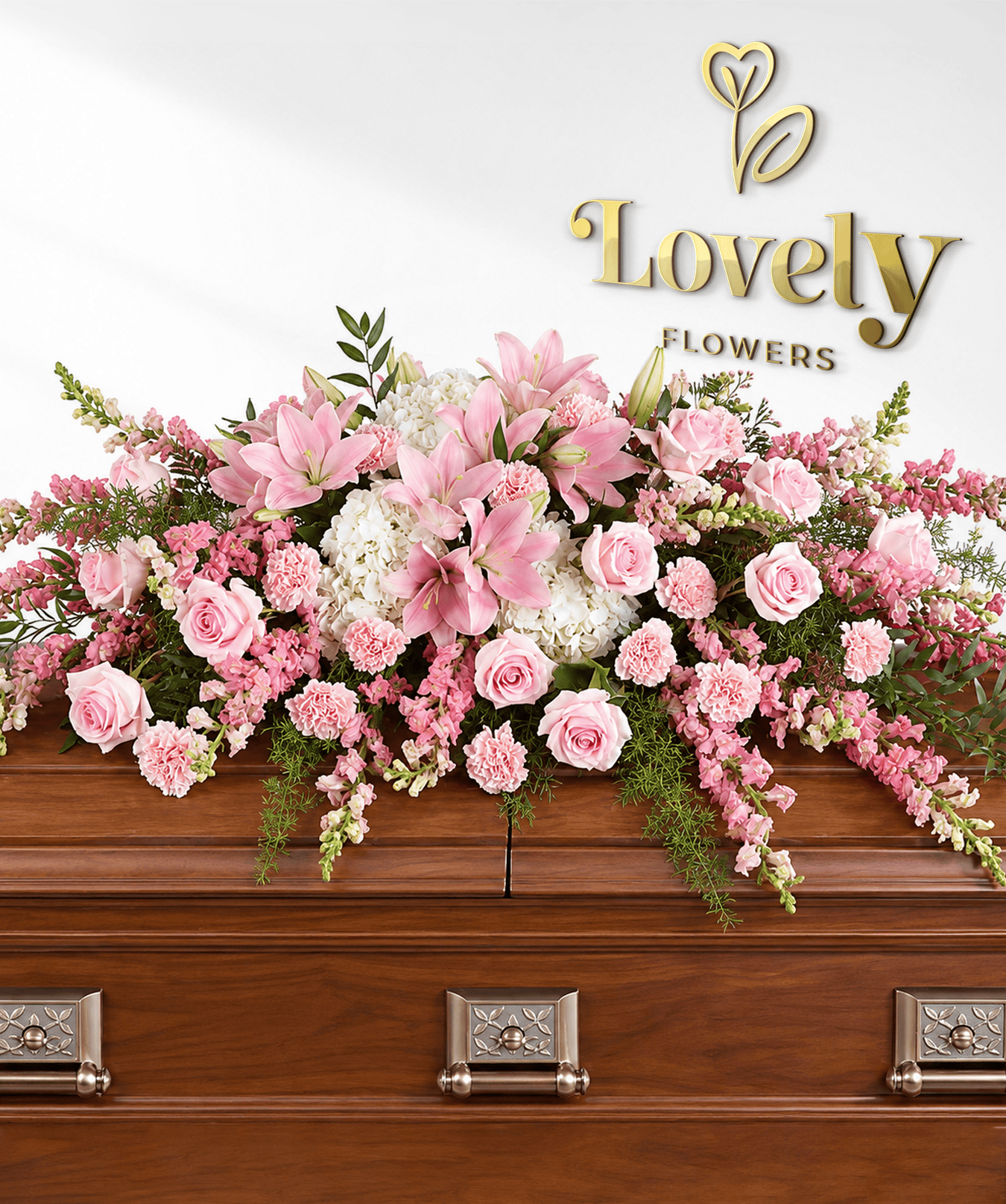 Pink & White Half Casket Spray