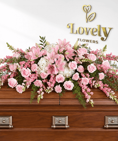 Pink & White Half Casket Spray