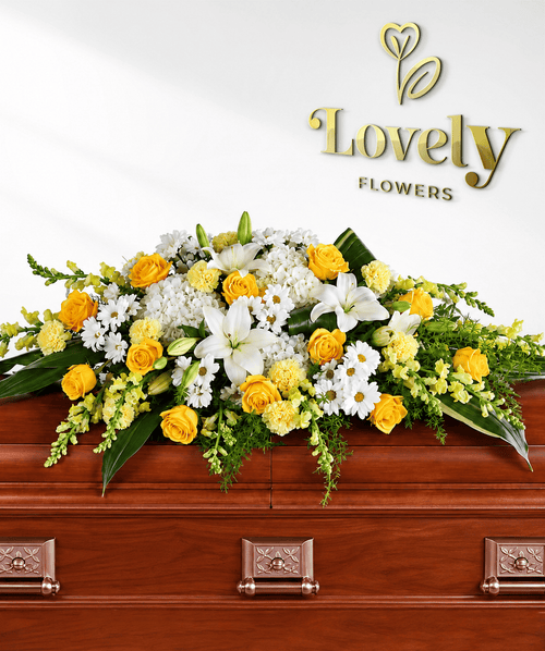 Yellow & White Half Casket Spray
